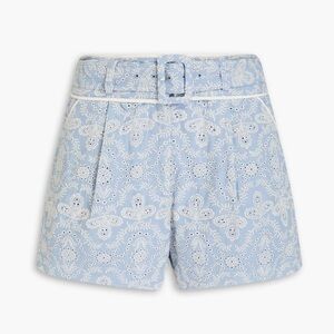 Veronica Beard Hobbes belted Broderie anglese cotton shorts size 8 NWT